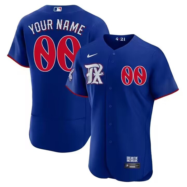 Men's Texas Rangers Customized Royal 2023 City Connect Flex Base Stitched Baseball Jersey